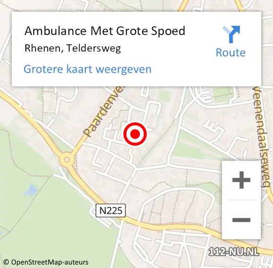 Locatie op kaart van de 112 melding: Ambulance Met Grote Spoed Naar Rhenen, Teldersweg op 27 mei 2017 17:54
