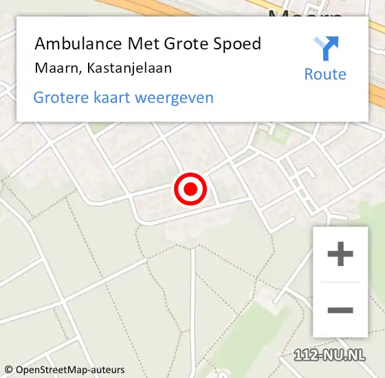 Locatie op kaart van de 112 melding: Ambulance Met Grote Spoed Naar Maarn, Kastanjelaan op 27 mei 2017 18:01