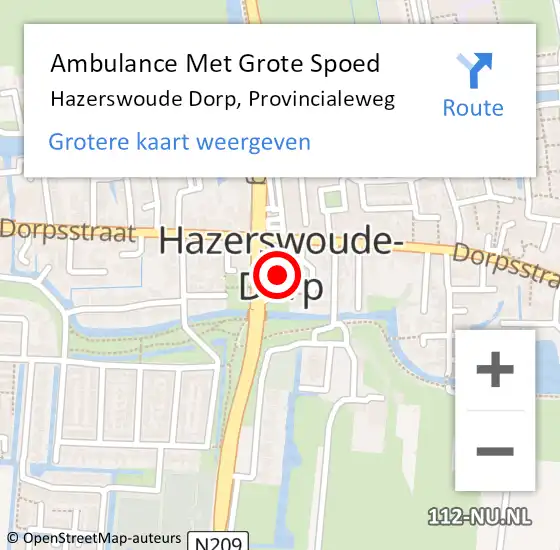 Locatie op kaart van de 112 melding: Ambulance Met Grote Spoed Naar Hazerswoude Dorp, Provincialeweg op 27 mei 2017 18:33