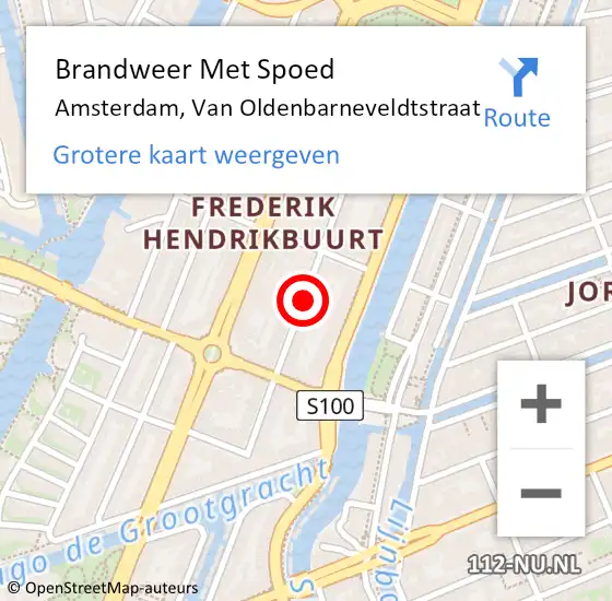 Locatie op kaart van de 112 melding: Brandweer Met Spoed Naar Amsterdam, Van Oldenbarneveldtstraat op 27 mei 2017 19:20