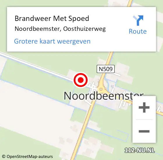 Locatie op kaart van de 112 melding: Brandweer Met Spoed Naar Noordbeemster, Oosthuizerweg op 27 mei 2017 19:34