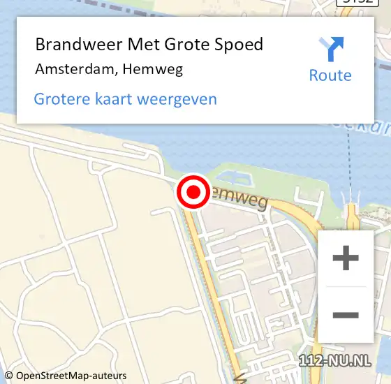 Locatie op kaart van de 112 melding: Brandweer Met Grote Spoed Naar Amsterdam, Hemweg op 27 mei 2017 19:36