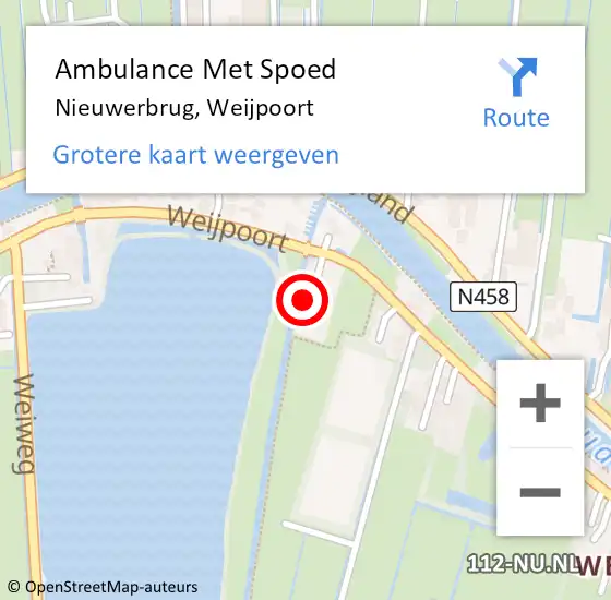 Locatie op kaart van de 112 melding: Ambulance Met Spoed Naar Nieuwerbrug, Weijpoort op 27 mei 2017 19:47