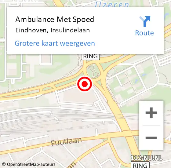 Locatie op kaart van de 112 melding: Ambulance Met Spoed Naar Eindhoven, Insulindelaan op 27 mei 2017 20:02