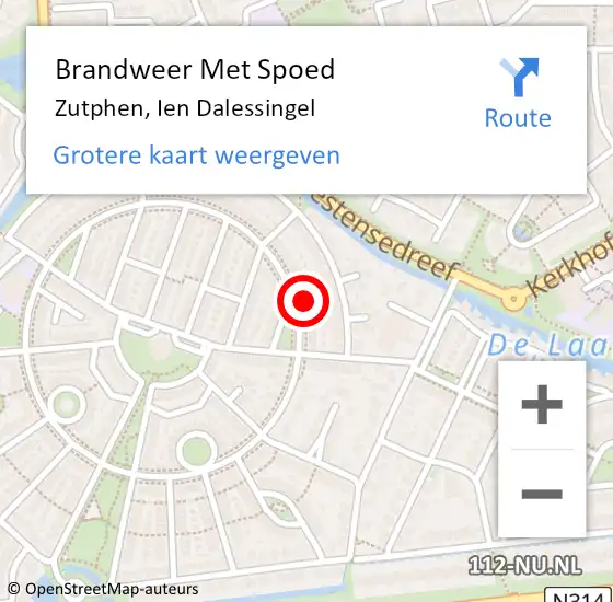 Locatie op kaart van de 112 melding: Brandweer Met Spoed Naar Zutphen, Ien Dalessingel op 27 mei 2017 20:03