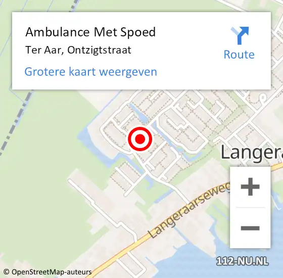 Locatie op kaart van de 112 melding: Ambulance Met Spoed Naar Ter Aar, Ontzigtstraat op 21 januari 2014 21:22