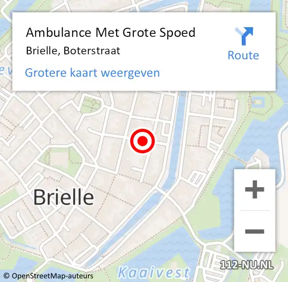 Locatie op kaart van de 112 melding: Ambulance Met Grote Spoed Naar Brielle, Boterstraat op 27 mei 2017 20:49