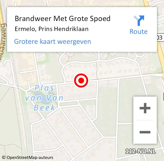 Locatie op kaart van de 112 melding: Brandweer Met Grote Spoed Naar Ermelo, Prins Hendriklaan op 27 mei 2017 21:37