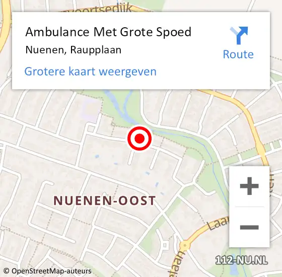 Locatie op kaart van de 112 melding: Ambulance Met Grote Spoed Naar Nuenen, Raupplaan op 27 mei 2017 21:58