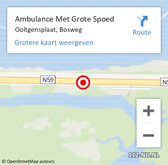 Locatie op kaart van de 112 melding: Ambulance Met Grote Spoed Naar Ooltgensplaat, Bosweg op 27 mei 2017 22:09