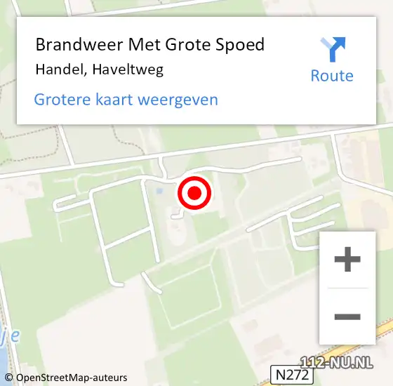 Locatie op kaart van de 112 melding: Brandweer Met Grote Spoed Naar Handel, Haveltweg op 27 mei 2017 22:31