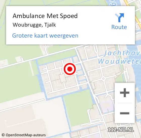 Locatie op kaart van de 112 melding: Ambulance Met Spoed Naar Woubrugge, Tjalk op 27 mei 2017 22:50
