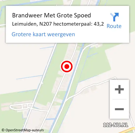 Locatie op kaart van de 112 melding: Brandweer Met Grote Spoed Naar Leimuiden, N207 hectometerpaal: 43,2 op 27 mei 2017 22:57
