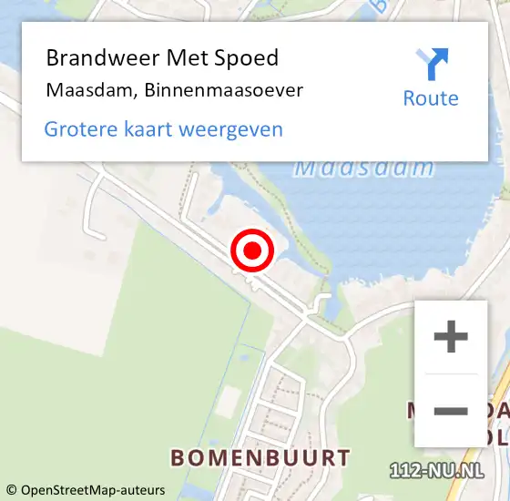 Locatie op kaart van de 112 melding: Brandweer Met Spoed Naar Maasdam, Binnenmaasoever op 27 mei 2017 23:11