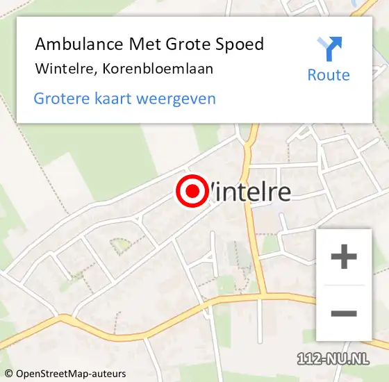 Locatie op kaart van de 112 melding: Ambulance Met Grote Spoed Naar Wintelre, Korenbloemlaan op 27 mei 2017 23:20