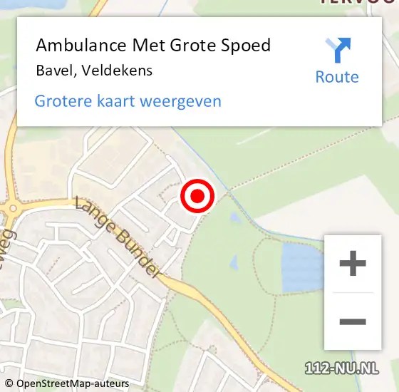 Locatie op kaart van de 112 melding: Ambulance Met Grote Spoed Naar Bavel, Veldekens op 27 mei 2017 23:55