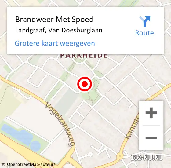 Locatie op kaart van de 112 melding: Brandweer Met Spoed Naar Landgraaf, Van Doesburglaan op 28 mei 2017 00:02