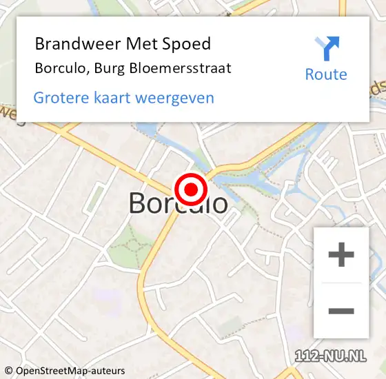 Locatie op kaart van de 112 melding: Brandweer Met Spoed Naar Borculo, Burg Bloemersstraat op 28 mei 2017 00:49