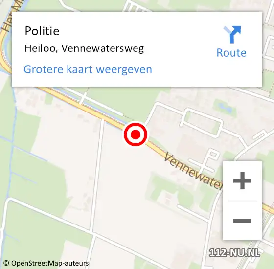 Locatie op kaart van de 112 melding: Politie Heiloo, Vennewatersweg op 28 mei 2017 01:23