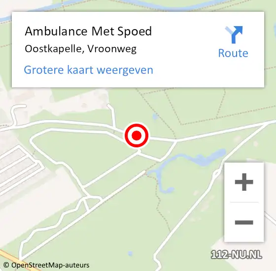 Locatie op kaart van de 112 melding: Ambulance Met Spoed Naar Oostkapelle, Vroonweg op 28 mei 2017 01:45