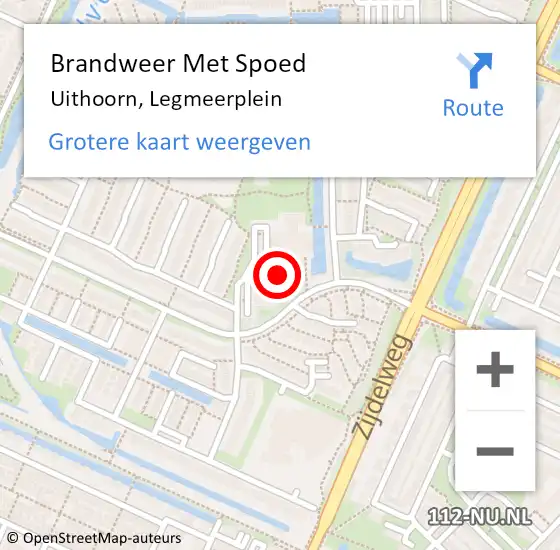 Locatie op kaart van de 112 melding: Brandweer Met Spoed Naar Uithoorn, Legmeerplein op 28 mei 2017 02:20