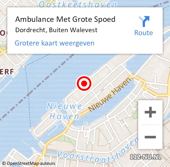 Locatie op kaart van de 112 melding: Ambulance Met Grote Spoed Naar Dordrecht, Buiten Walevest op 28 mei 2017 02:40