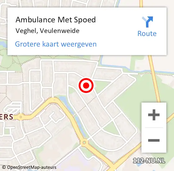 Locatie op kaart van de 112 melding: Ambulance Met Spoed Naar Veghel, Veulenweide op 28 mei 2017 02:44