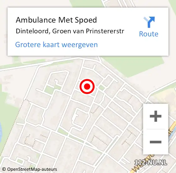 Locatie op kaart van de 112 melding: Ambulance Met Spoed Naar Dinteloord, Groen van Prinstererstr op 28 mei 2017 02:46