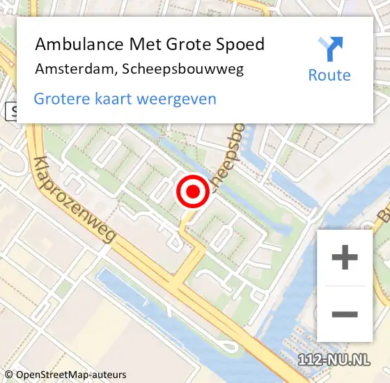 Locatie op kaart van de 112 melding: Ambulance Met Grote Spoed Naar Amsterdam, Scheepsbouwweg op 28 mei 2017 02:48