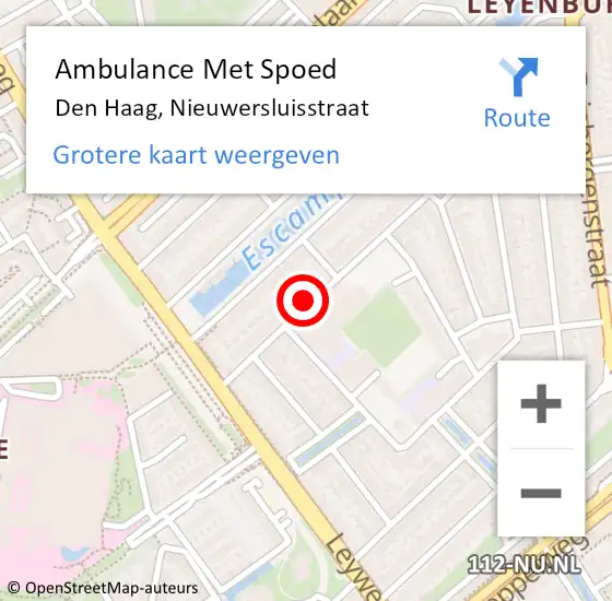 Locatie op kaart van de 112 melding: Ambulance Met Spoed Naar Den Haag, Nieuwersluisstraat op 28 mei 2017 02:51