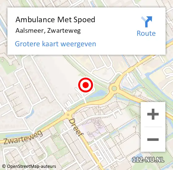 Locatie op kaart van de 112 melding: Ambulance Met Spoed Naar Aalsmeer, Zwarteweg op 28 mei 2017 02:52