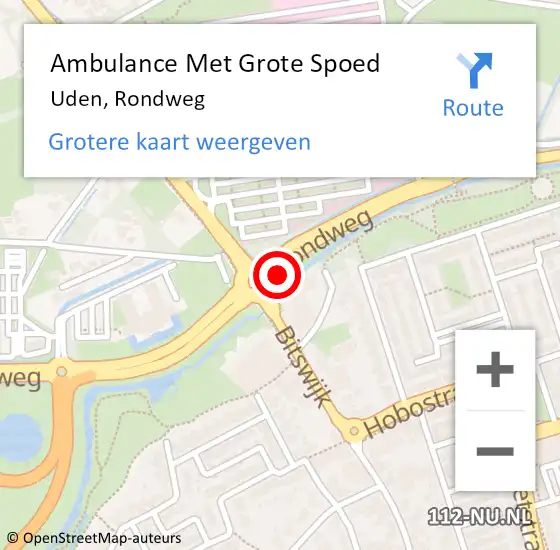 Locatie op kaart van de 112 melding: Ambulance Met Grote Spoed Naar Uden, Rondweg op 28 mei 2017 02:57