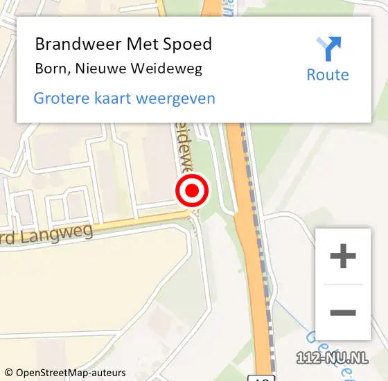 Locatie op kaart van de 112 melding: Brandweer Met Spoed Naar Born, Nieuwe Weideweg op 28 mei 2017 04:20