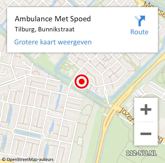 Locatie op kaart van de 112 melding: Ambulance Met Spoed Naar Tilburg, Bunnikstraat op 28 mei 2017 04:55