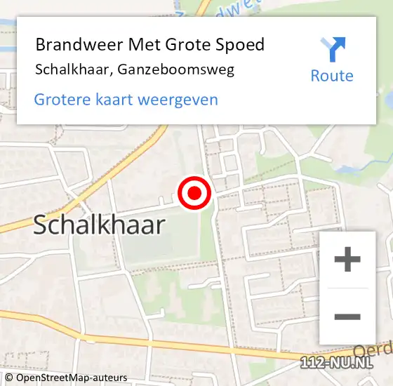 Locatie op kaart van de 112 melding: Brandweer Met Grote Spoed Naar Schalkhaar, Ganzeboomsweg op 28 mei 2017 05:00