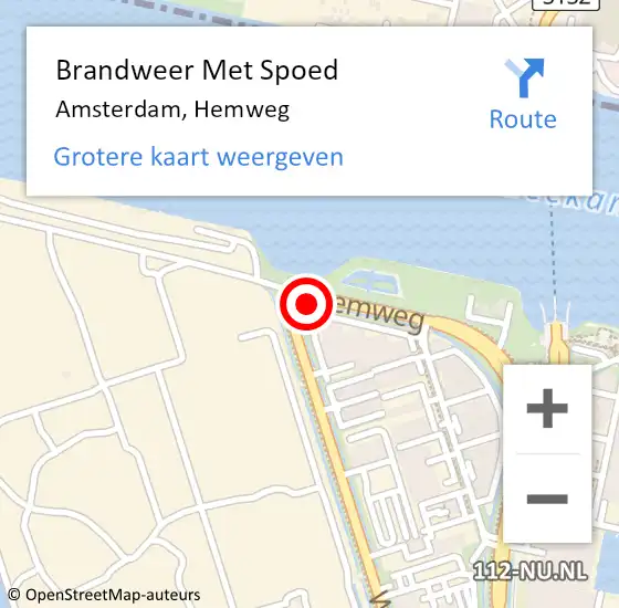 Locatie op kaart van de 112 melding: Brandweer Met Spoed Naar Amsterdam, Hemweg op 28 mei 2017 05:51