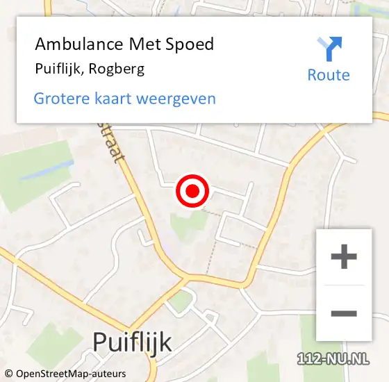 Locatie op kaart van de 112 melding: Ambulance Met Spoed Naar Puiflijk, Rogberg op 28 mei 2017 08:18