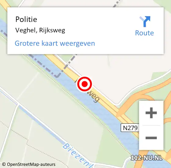 Locatie op kaart van de 112 melding: Politie Heeswijk-Dinther, Kanaaldijk Noord op 28 mei 2017 09:49