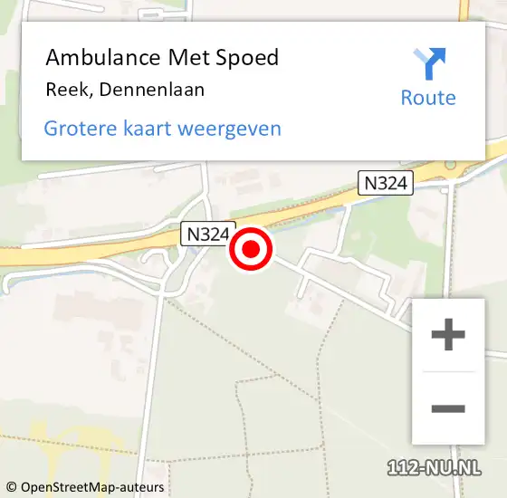 Locatie op kaart van de 112 melding: Ambulance Met Spoed Naar Reek, Dennenlaan op 28 mei 2017 10:06