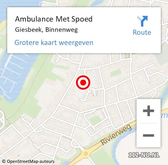 Locatie op kaart van de 112 melding: Ambulance Met Spoed Naar Giesbeek, Binnenweg op 28 mei 2017 10:56