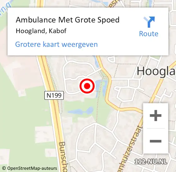 Locatie op kaart van de 112 melding: Ambulance Met Grote Spoed Naar Hoogland, Kabof op 28 mei 2017 10:59