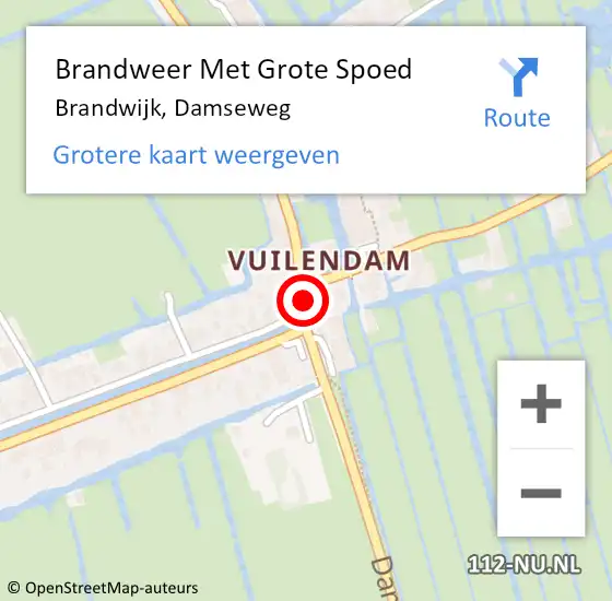 Locatie op kaart van de 112 melding: Brandweer Met Grote Spoed Naar Brandwijk, Damseweg op 28 mei 2017 11:37