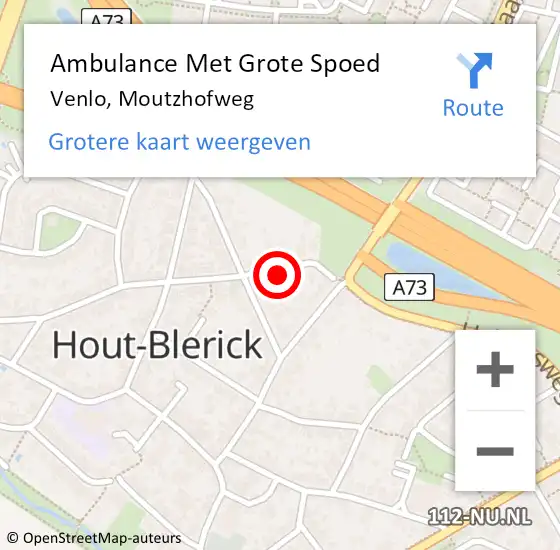 Locatie op kaart van de 112 melding: Ambulance Met Grote Spoed Naar Venlo, Moutzhofweg op 28 mei 2017 12:08