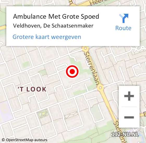 Locatie op kaart van de 112 melding: Ambulance Met Grote Spoed Naar Veldhoven, De Schaatsenmaker op 28 mei 2017 13:01