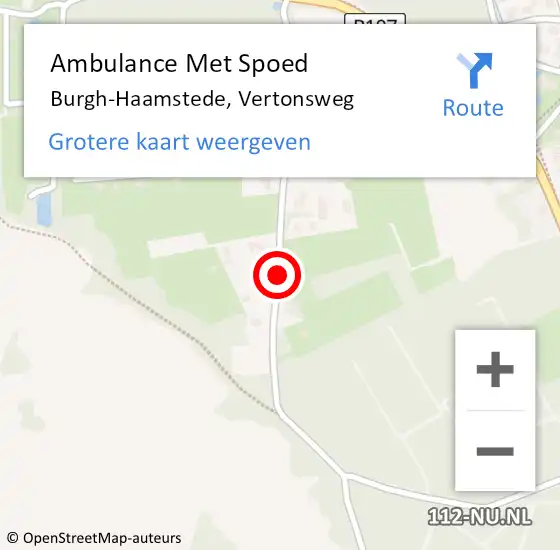 Locatie op kaart van de 112 melding: Ambulance Met Spoed Naar Burgh-Haamstede, Vertonsweg op 28 mei 2017 13:11