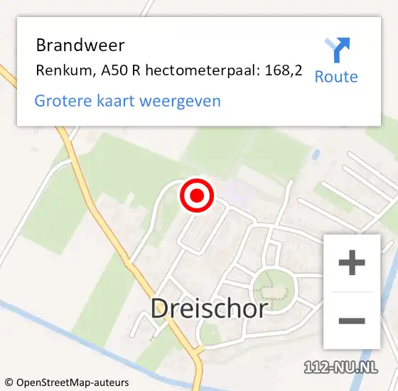 Locatie op kaart van de 112 melding: Brandweer Renkum, A50 R hectometerpaal: 168,2 op 28 mei 2017 13:34