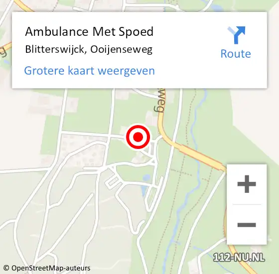 Locatie op kaart van de 112 melding: Ambulance Met Spoed Naar Blitterswijck, Ooijenseweg op 28 mei 2017 13:34