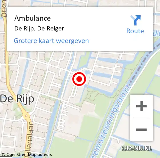 Locatie op kaart van de 112 melding: Ambulance De Rijp, De Reiger op 28 mei 2017 13:42