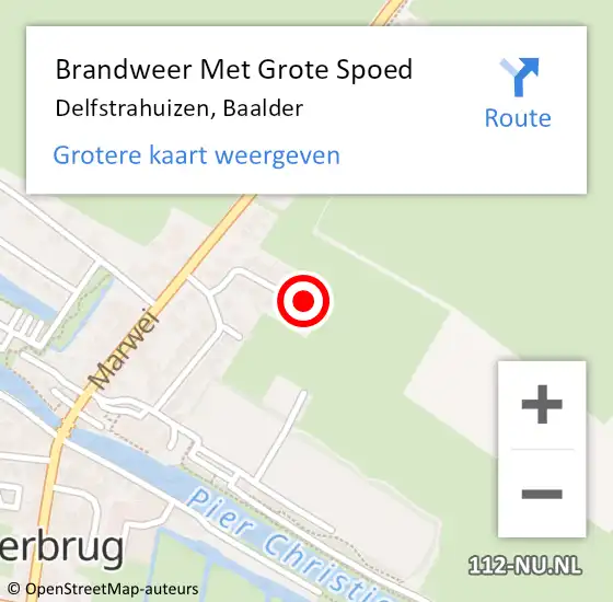 Locatie op kaart van de 112 melding: Brandweer Met Grote Spoed Naar Delfstrahuizen, Baalder op 28 mei 2017 13:52