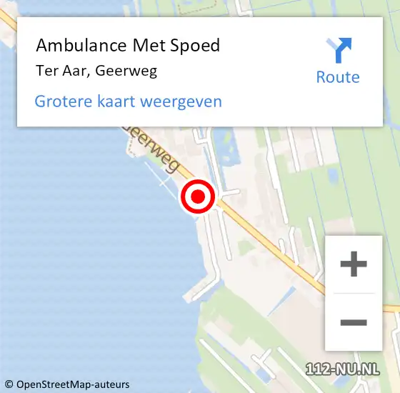 Locatie op kaart van de 112 melding: Ambulance Met Spoed Naar Ter Aar, Geerweg op 28 mei 2017 13:54